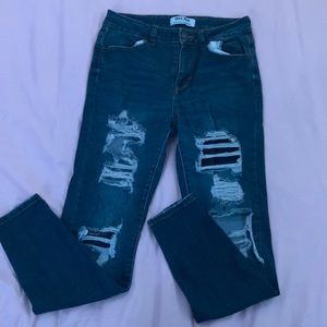 Tight low rise jeans